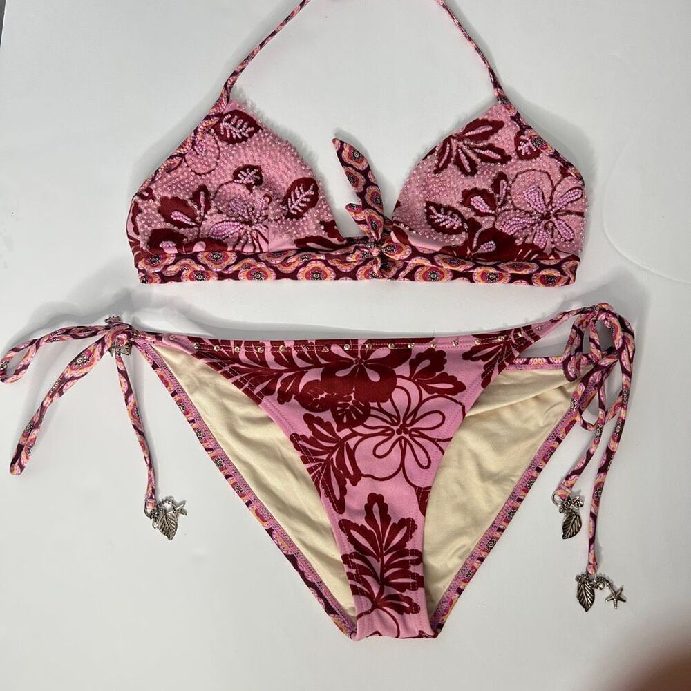 OndadeMar Beaded Bikini Set with Silver Charm Detail Small
